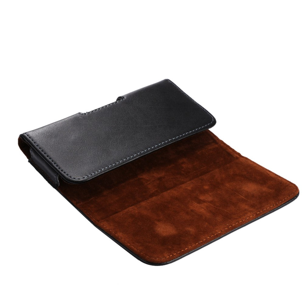 Ægte læder bæltehylster taske til iPhone 11 Pro / X 5,8 tommer / Samsung Galaxy S9 S8 Etc, Størrelse: 14,5 x 7,5 x 1,6 cm