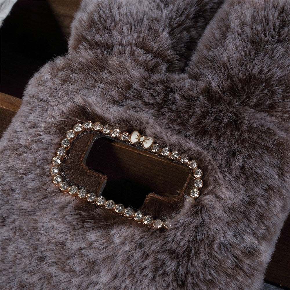 Rabbit Shape Fluffy Fur Coated TPU Rhinestone Back Mobile Cover for Samsung Galaxy Note 9
