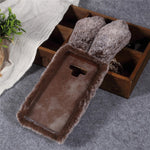 Rabbit Shape Fluffy Fur Coated TPU Rhinestone Back Mobile Cover for Samsung Galaxy Note 9