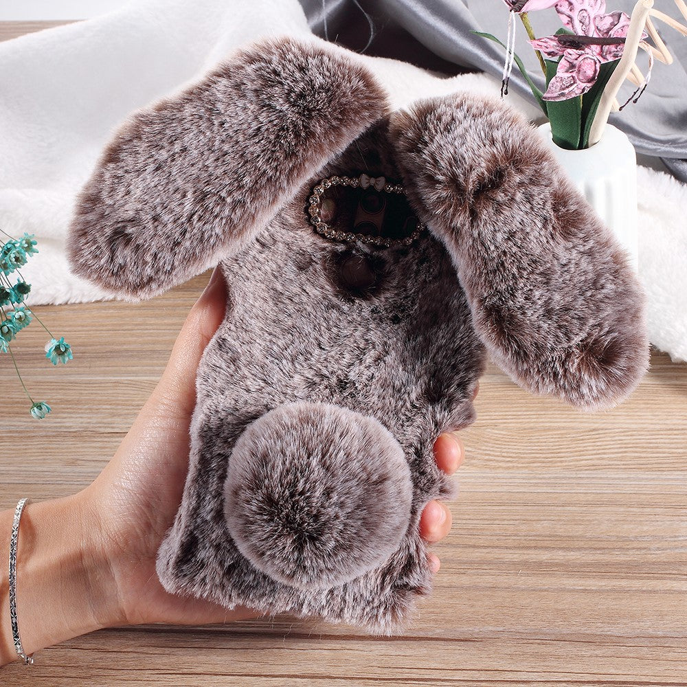 Kaninformat fluffigt pälsbelagt strass TPU-skyddsskal till Huawei Mate 10 Pro