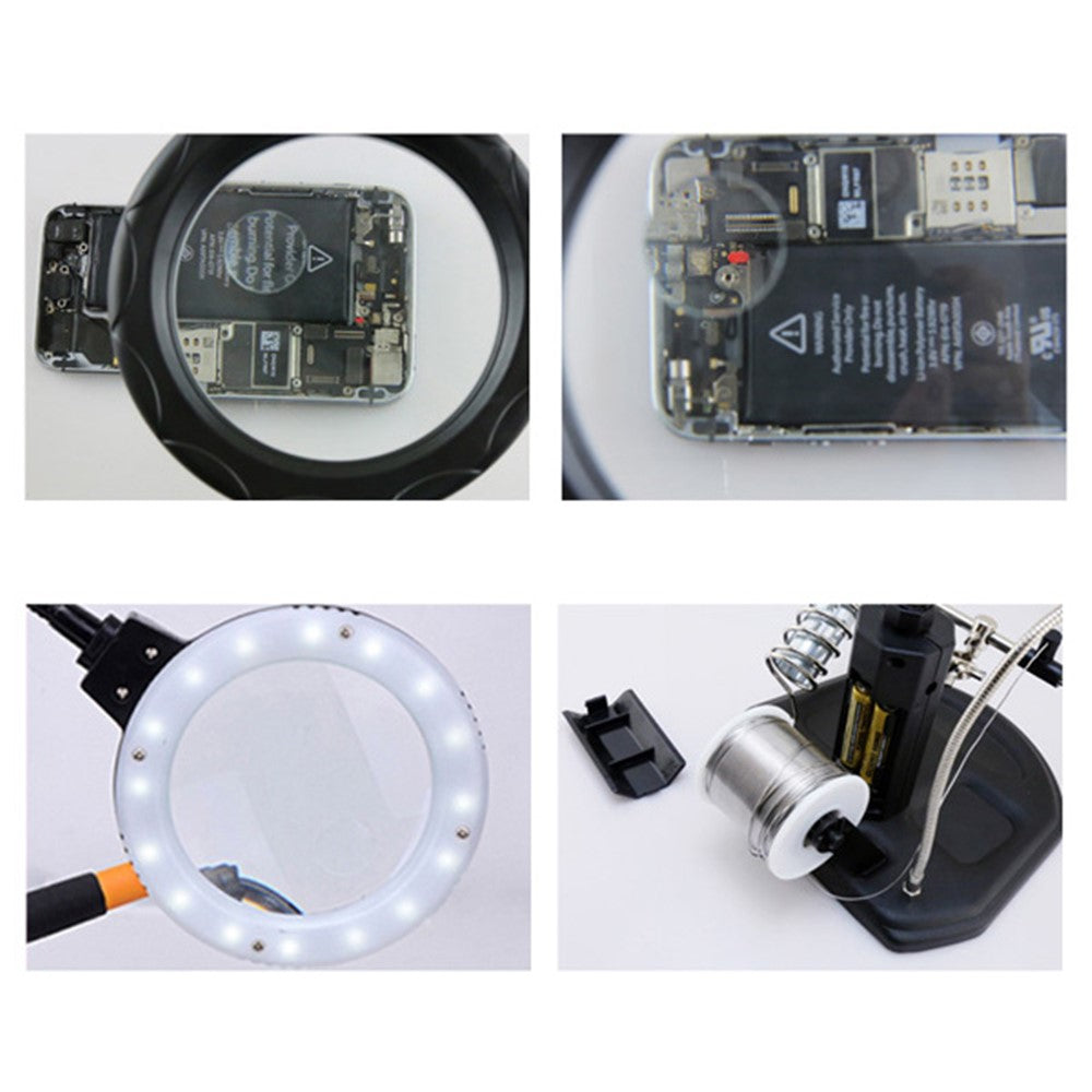 BEST BST-308L LED Lamp 2.5X/4X Magnifying Glass with Clips