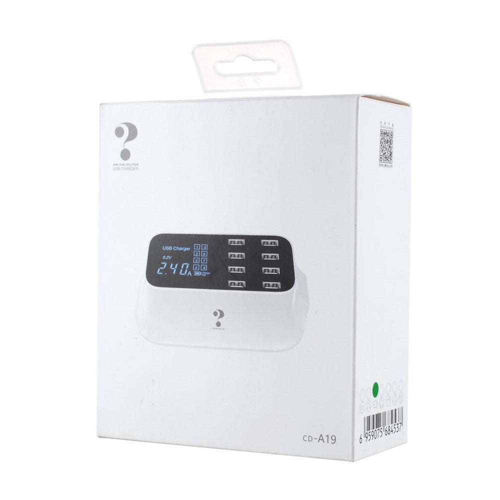YC-CDA19 CE/RoHS/FCC Dockingstation Flere USB 8-ports oplader Desktopopladerhub LED-skærm