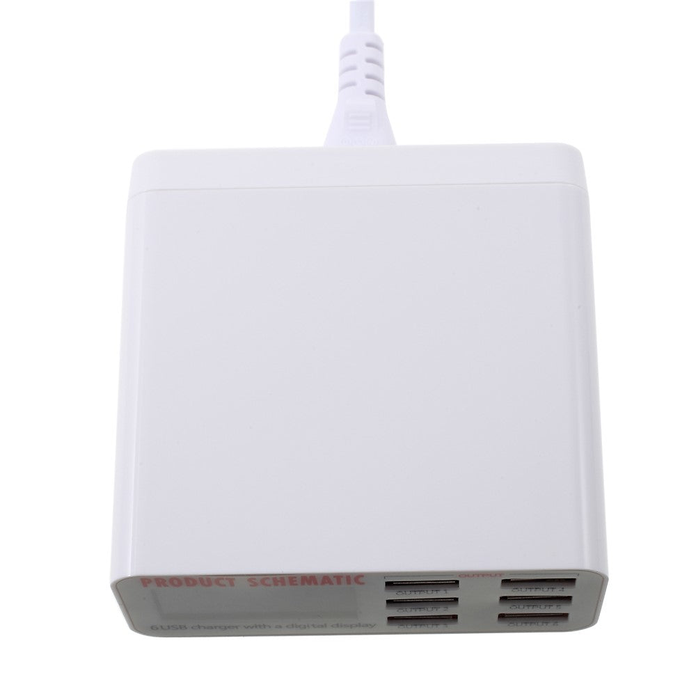 6 USB Ports Charger with Digital Display 30W Total 5V/6A Output