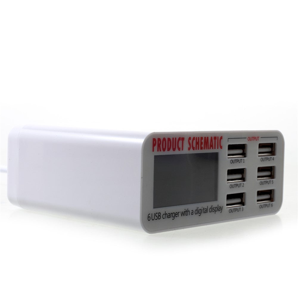 6 USB Ports Charger with Digital Display 30W Total 5V/6A Output
