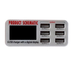 6 USB Ports Charger with Digital Display 30W Total 5V/6A Output