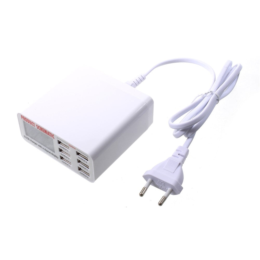 6 USB Ports Charger with Digital Display 30W Total 5V/6A Output