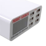 6 USB Ports Charger with Digital Display 30W Total 5V/6A Output