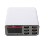 6 USB Ports Charger with Digital Display 30W Total 5V/6A Output