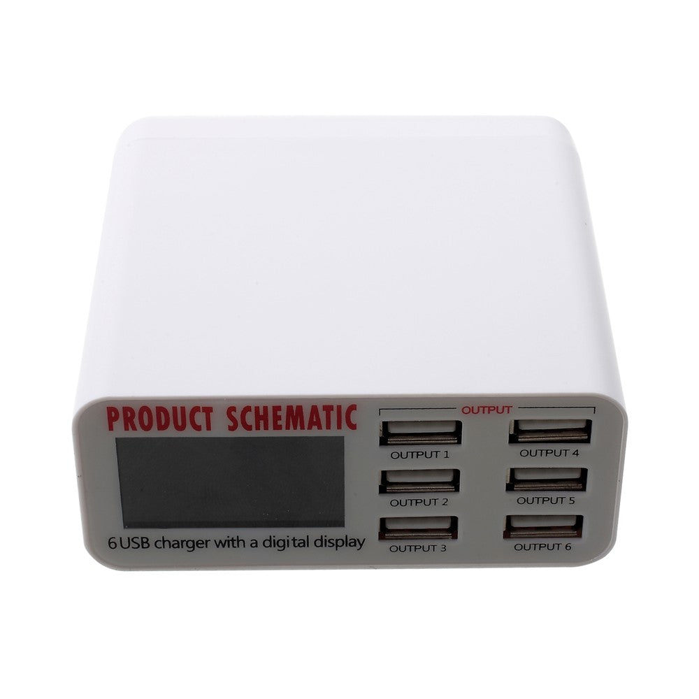 6 USB Ports Charger with Digital Display 30W Total 5V/6A Output