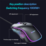 YESIDO KB20 USB Wired Gaming Mouse 7200DPI RGB Light Computer Laptop Mice