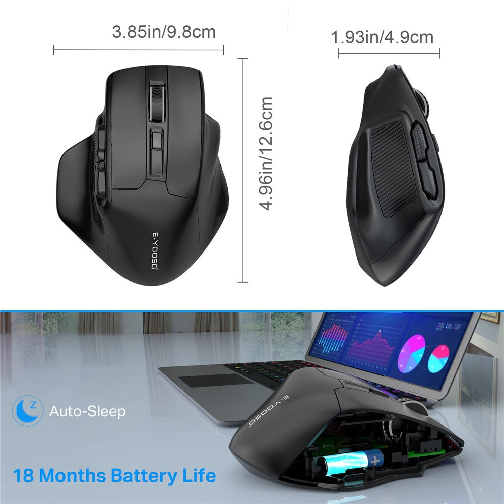 E-YOOSO X31 2.4G Trådløs Ergonomisk 6-Knaps Computermus til Hjem og Kontor