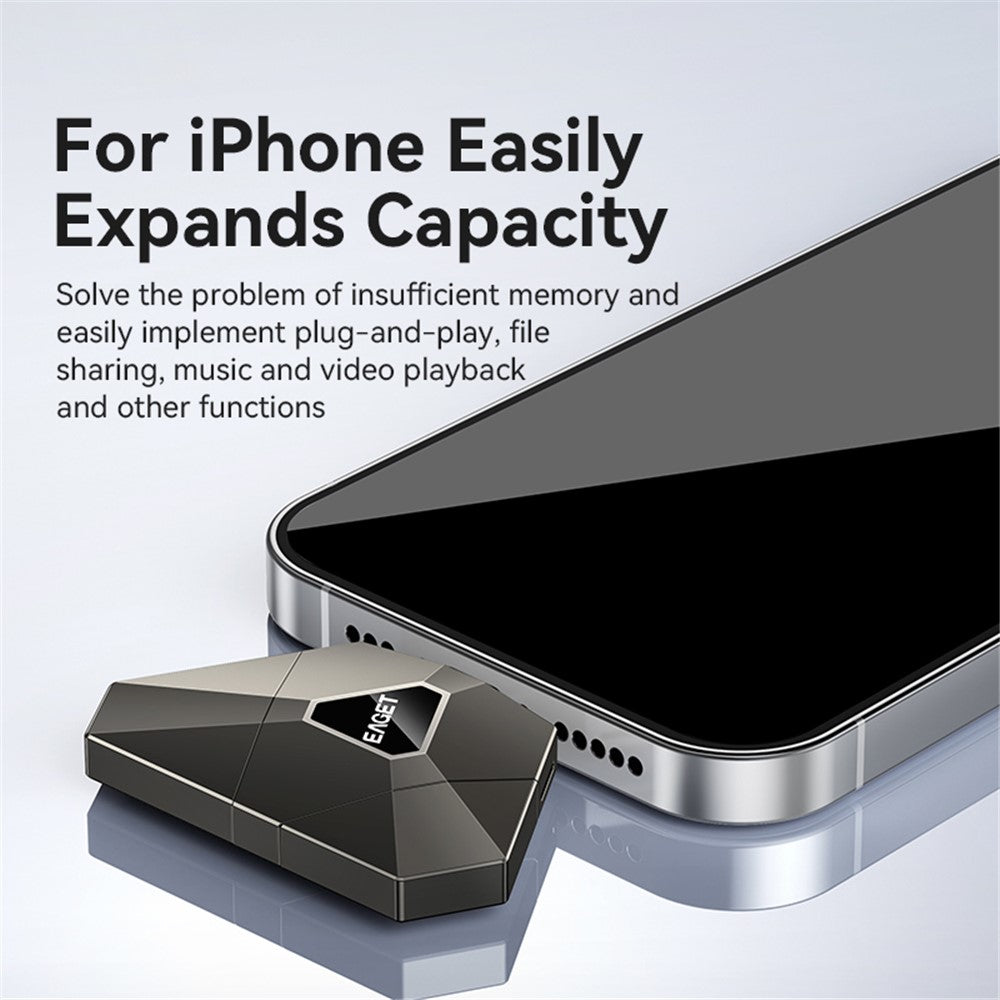 EAGET I90 USB / 8-Pin / Type-C 3-in-1 512GB U-Disk Computer Laptop Phone Flash Drive