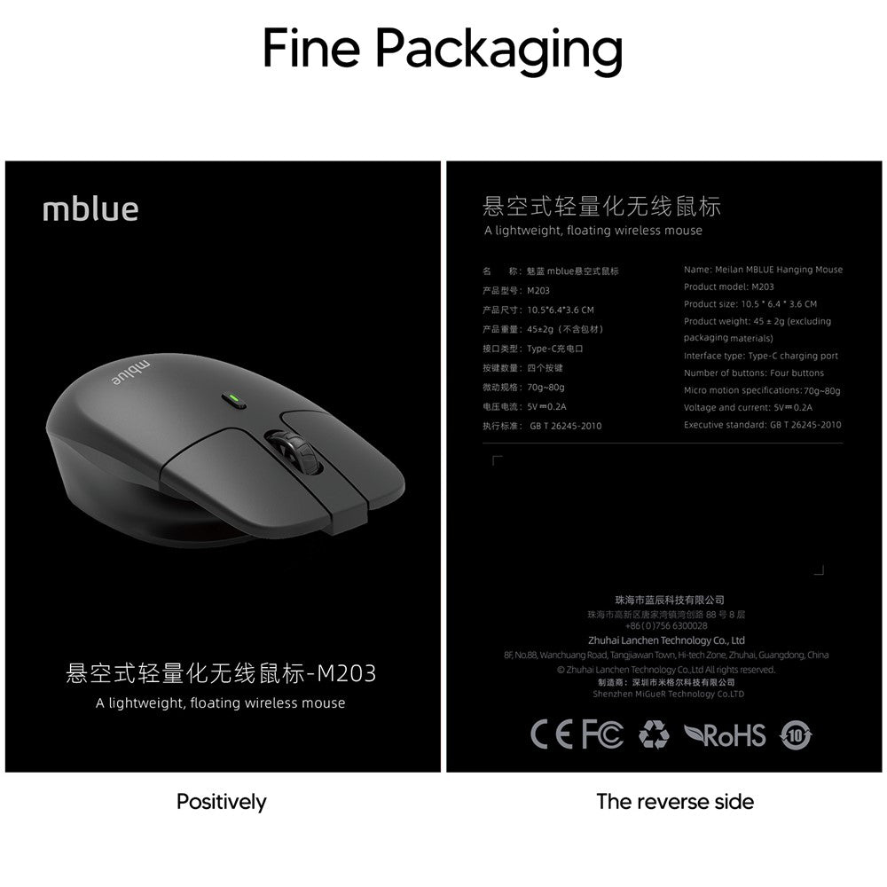 MBLUE M203 Rechargeable 2.4G Wireless Mouse Ergonomic Home Office Mute Mice