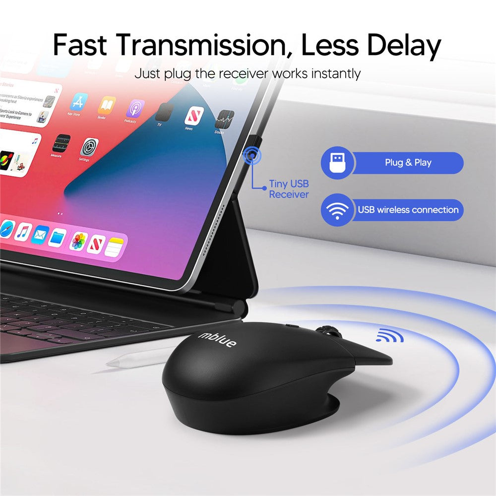 MBLUE M203 Rechargeable 2.4G Wireless Mouse Ergonomic Home Office Mute Mice