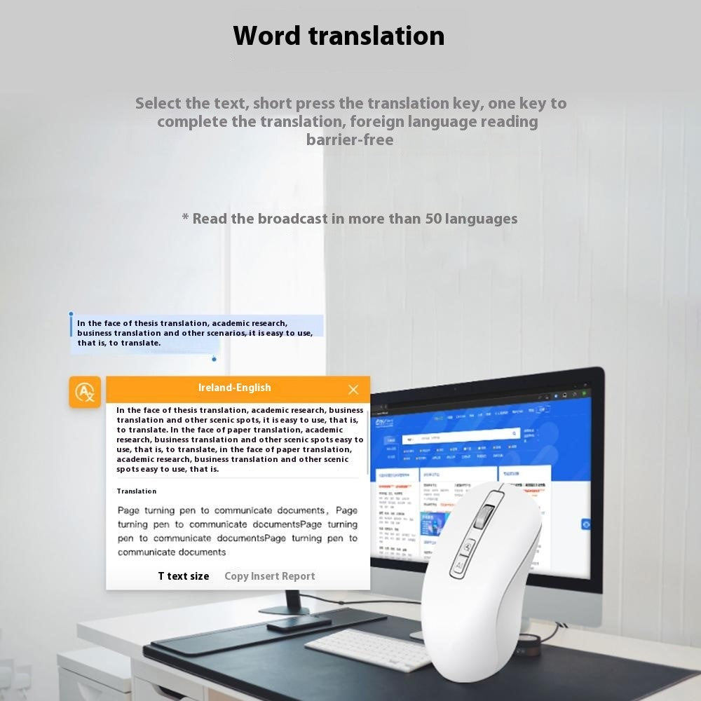 V12 AI Smart Voice Wireless Mouse Real Time Translation Bluetooth-compatible Mouse (International Edition)