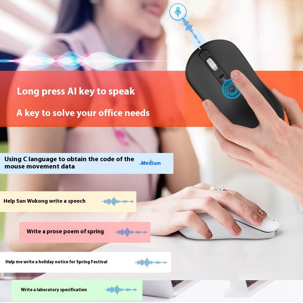 V12 AI Smart Voice Wireless Mouse Real Time Translation Bluetooth-compatible Mouse (International Edition)