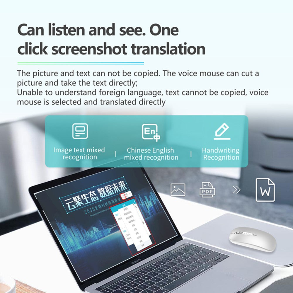 M108 AI Smart Voice Mouse 10m Wireless Rechargeable 5-Key Mouse for Windows Mac