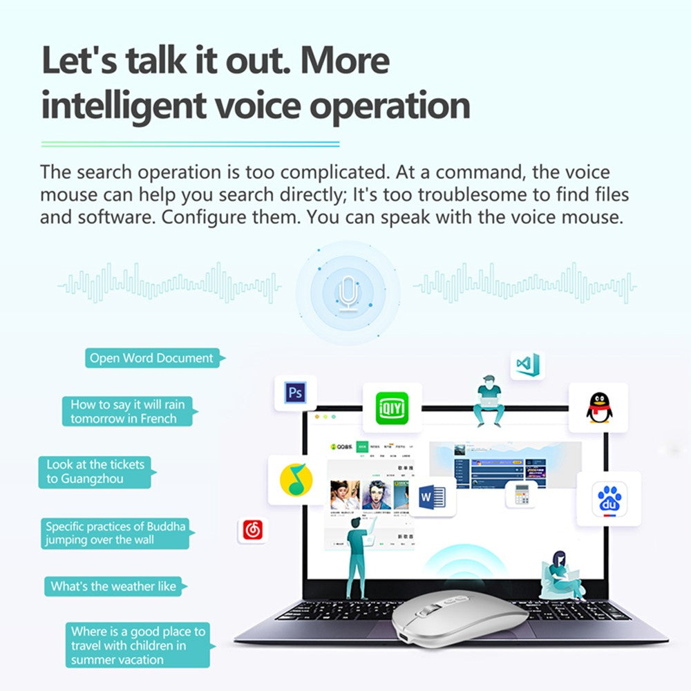 M108 AI Smart Voice Mouse 10m Wireless Rechargeable 5-Key Mouse for Windows Mac