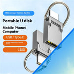 128GB Type-C / USB 2-in-1 Metal Flash Drive Tablet Phone Computer Storage U-Disk with Ring