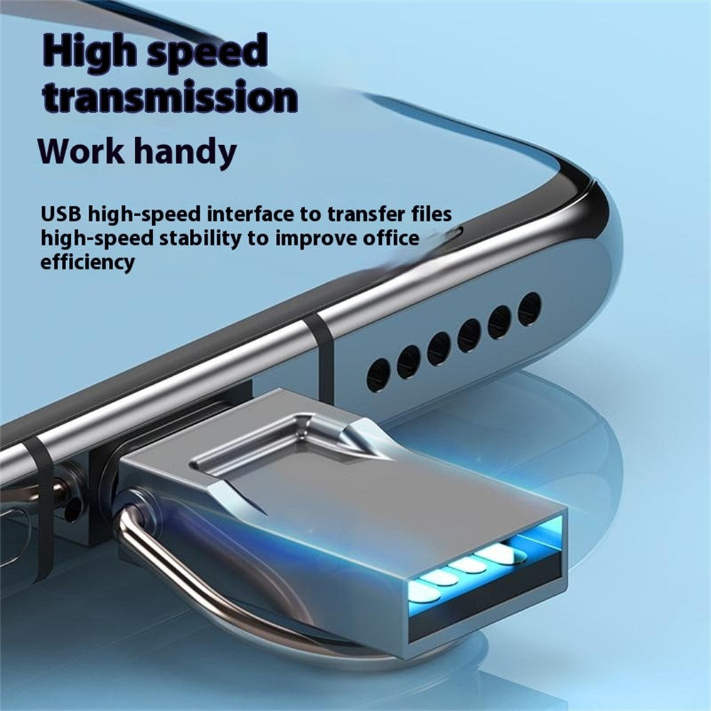 128GB Type-C / USB 2-in-1 Metal Flash Drive Tablet Phone Computer Storage U-Disk with Ring