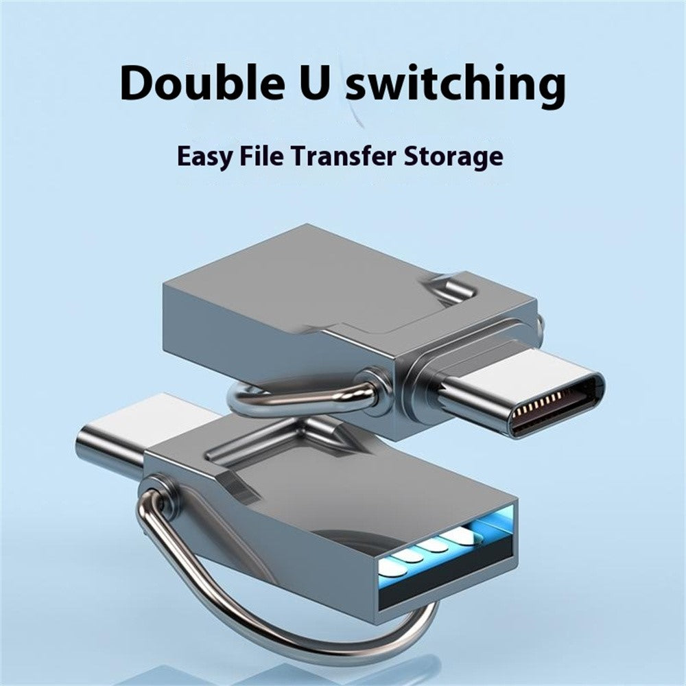 128GB Type-C / USB 2-in-1 Metal Flash Drive Tablet Phone Computer Storage U-Disk with Ring