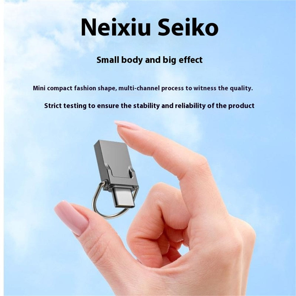 128GB Type-C / USB 2-in-1 Metal Flash Drive Tablet Phone Computer Storage U-Disk with Ring