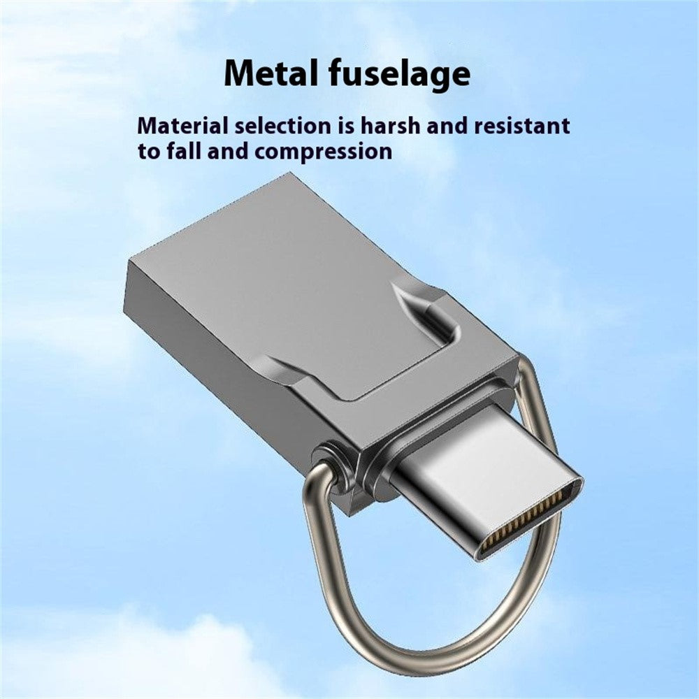 128GB Type-C / USB 2-in-1 Metal Flash Drive Tablet Phone Computer Storage U-Disk with Ring
