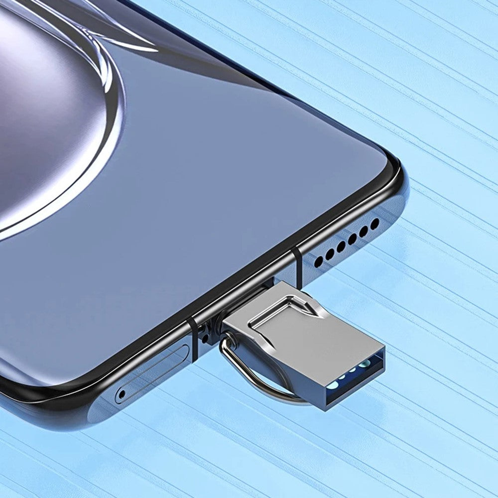 128GB Type-C / USB 2-in-1 Metal Flash Drive Tablet Phone Computer Storage U-Disk with Ring