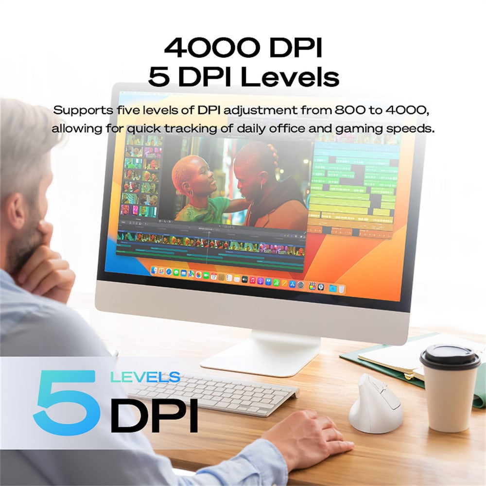 MBLUE M206PRO 2.4G Trådløs Mus 5 DPI Justerbar 6 Knapper Ergonomisk Vertikal Mus