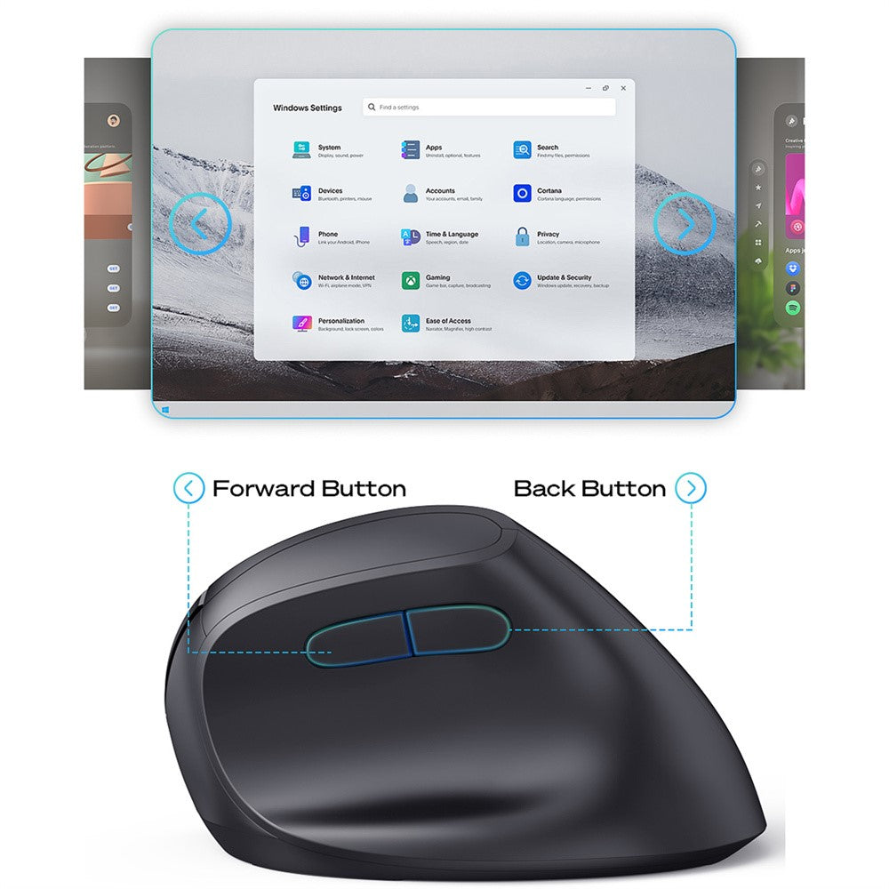 MBLUE M206PRO 2.4G Trådløs Mus 5 DPI Justerbar 6 Knapper Ergonomisk Vertikal Mus