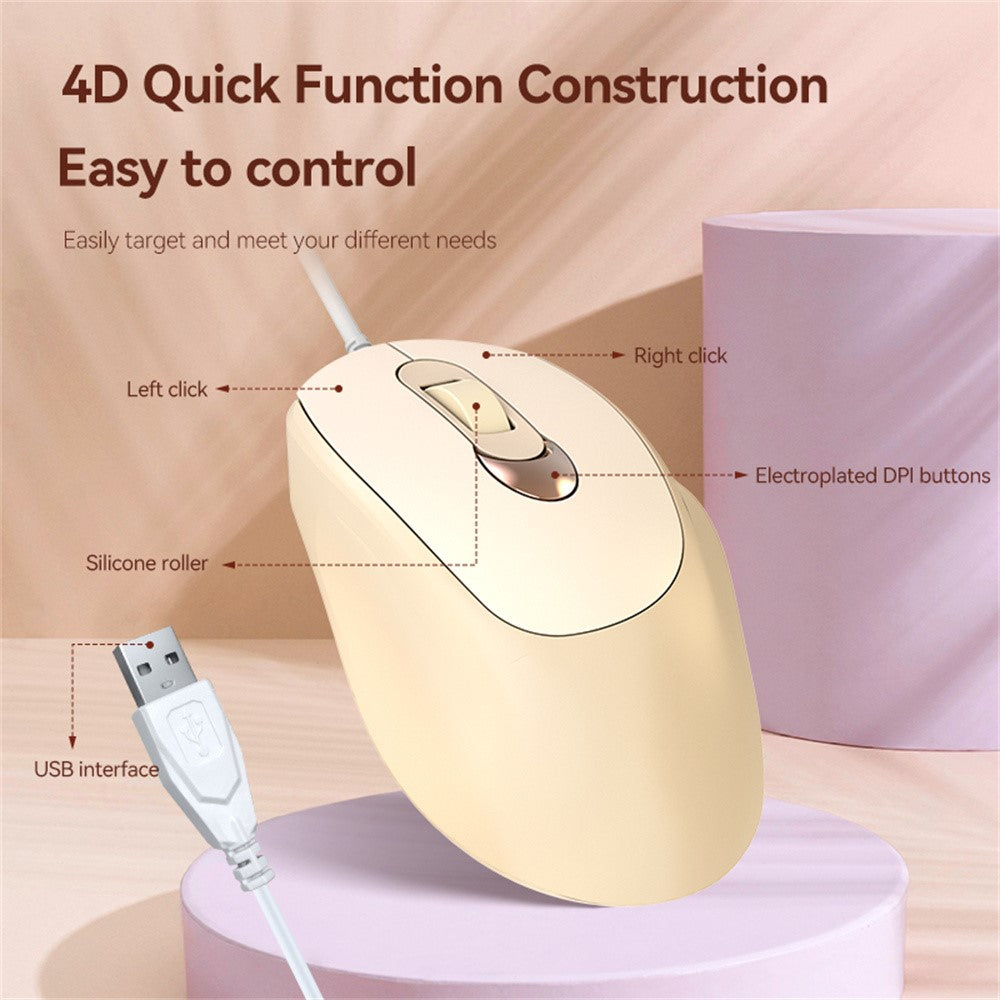 V2 Business Office Wired Mouse 4D Buttons Silent Click Adjustable DPI Ergonomic Design