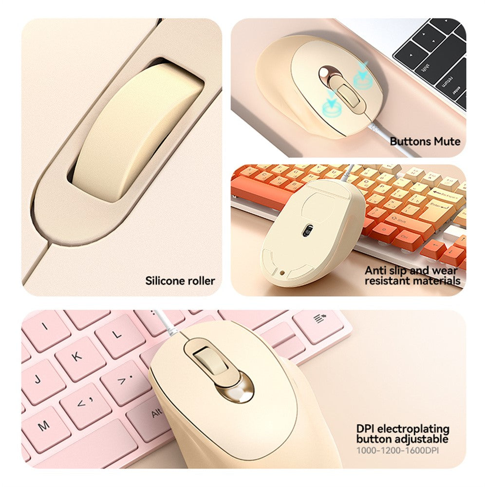 V2 Business Office Wired Mouse 4D Buttons Silent Click Adjustable DPI Ergonomic Design