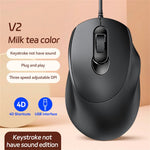 V2 Kontor Mus med Kabel 4D Knapper Lydløst Klik Justerbar DPI Ergonomisk Design
