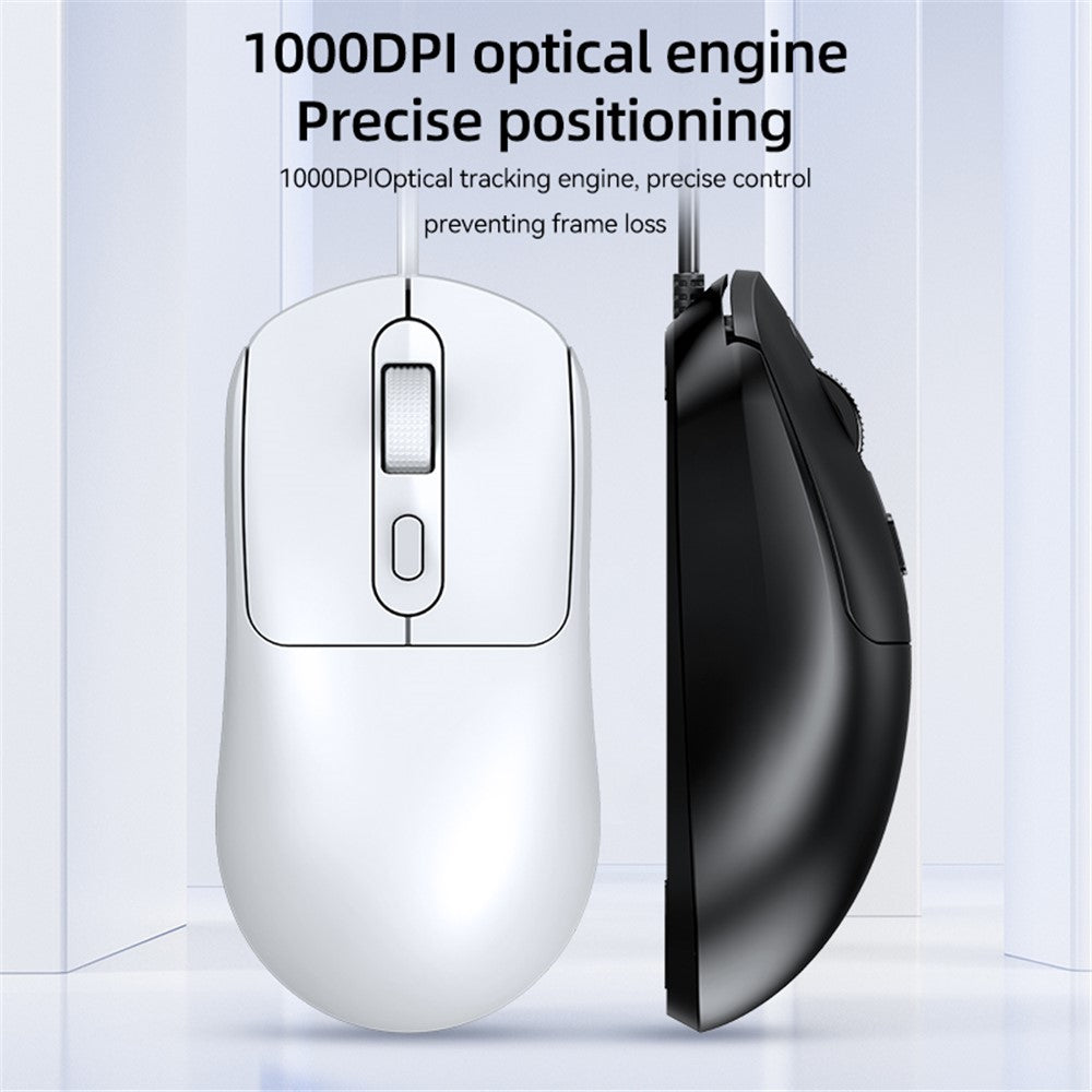 T-WOLF G580 Wired Mouse Ergonomic Design Office Mouse with 3D Anti-Slip Grille Roller 1000-1600 DPI
