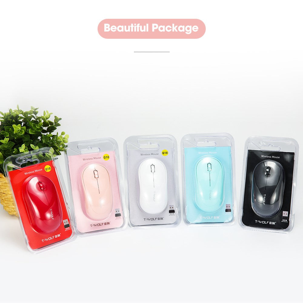 T-WOLF Q18 Wireless Mouse Ergonomic Design 2.4G Connectivity Auto Sleep for Office / Home Use