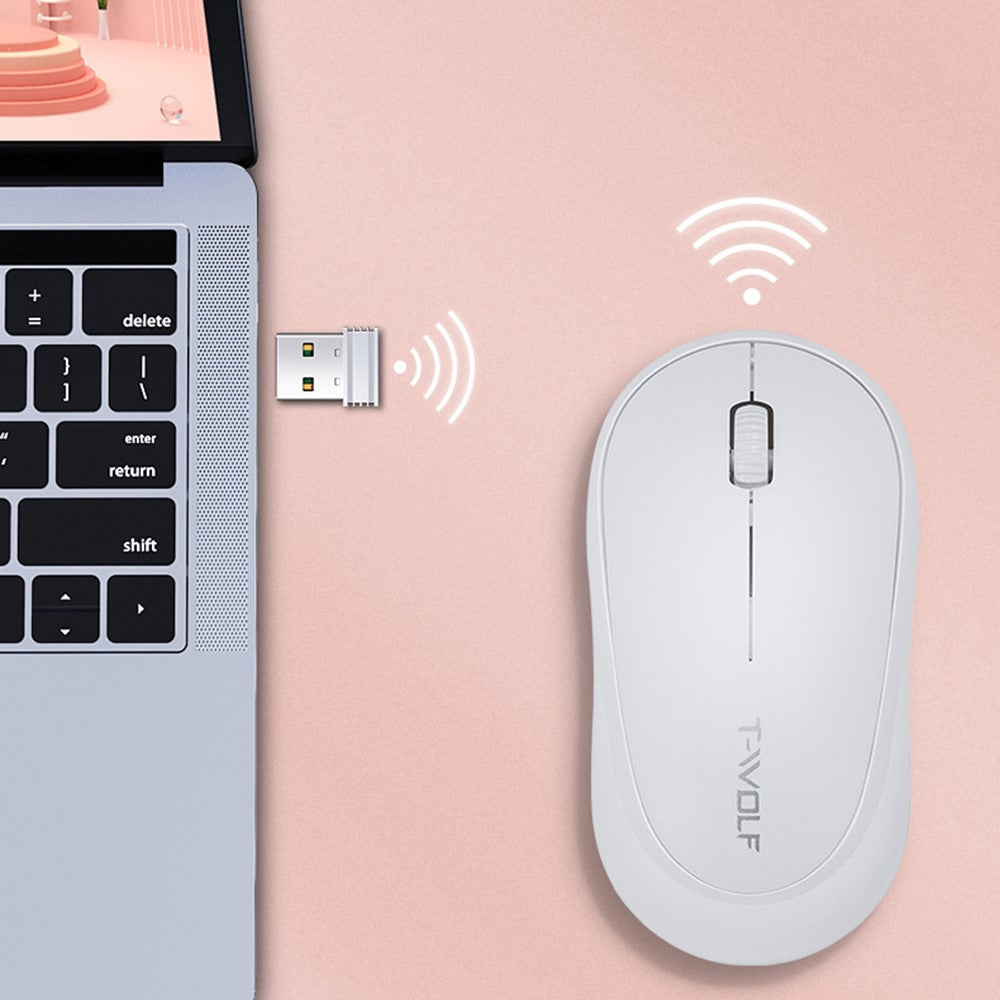 T-WOLF Q18 Wireless Mouse Ergonomic Design 2.4G Connectivity Auto Sleep for Office / Home Use