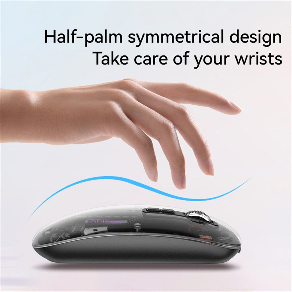 YESIDO KB29 Transparent Mouse 800 / 1200 / 1600 DPI 2.4G + Bluetooth-Compatible Dual Mode Wireless Mice