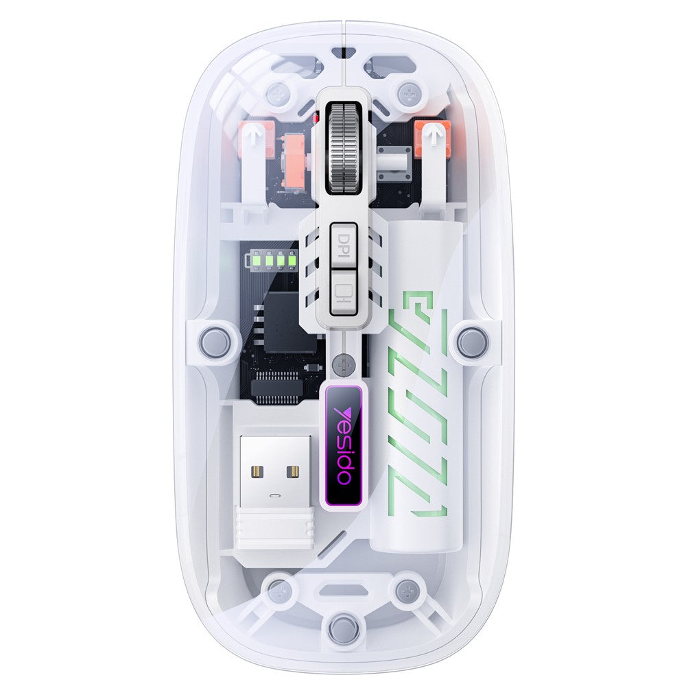 YESIDO KB29 Transparent Mouse 800 / 1200 / 1600 DPI 2.4G + Bluetooth-Compatible Dual Mode Wireless Mice