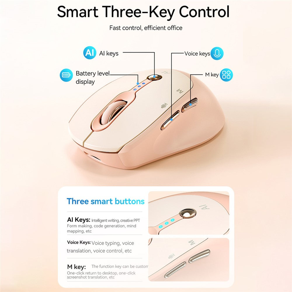 T-WOLF M7 AI Voice Smart Mouse Multi-Language Translation Dual Mode Bluetooth-Compatible Wireless Mouse