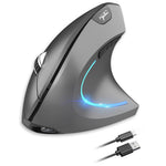 HXSJ Ergonomic Vertical Mouse 2.4G + Bluetooth-Compatible 5.1 Dual Mode 2400DPI Silent Mouse