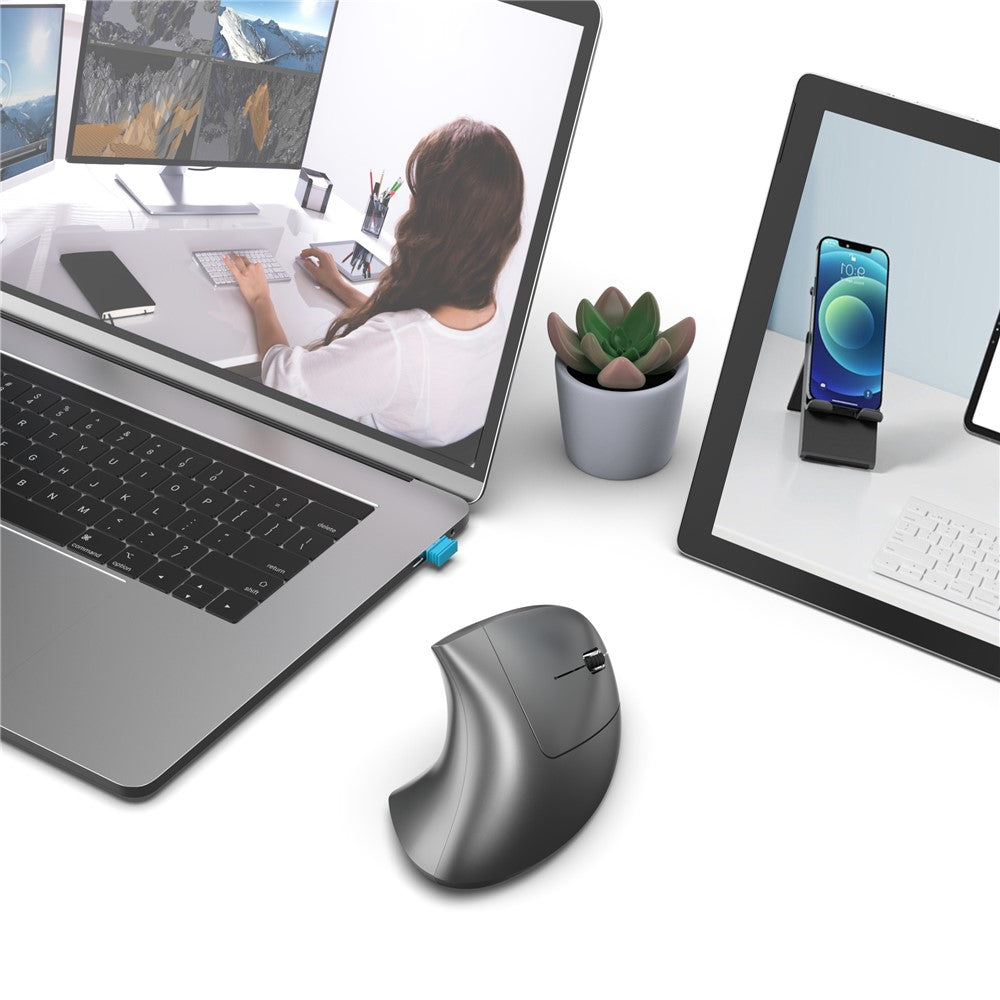 HXSJ Ergonomic Vertical Mouse 2.4G + Bluetooth-Compatible 5.1 Dual Mode 2400DPI Silent Mouse
