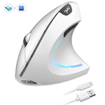 HXSJ Ergonomic Vertical Mouse 2.4G + Bluetooth-Compatible 5.1 Dual Mode 2400DPI Silent Mouse