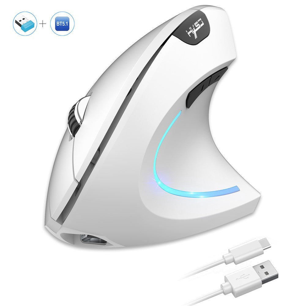 HXSJ Ergonomic Vertical Mouse 2.4G + Bluetooth-Compatible 5.1 Dual Mode 2400DPI Silent Mouse