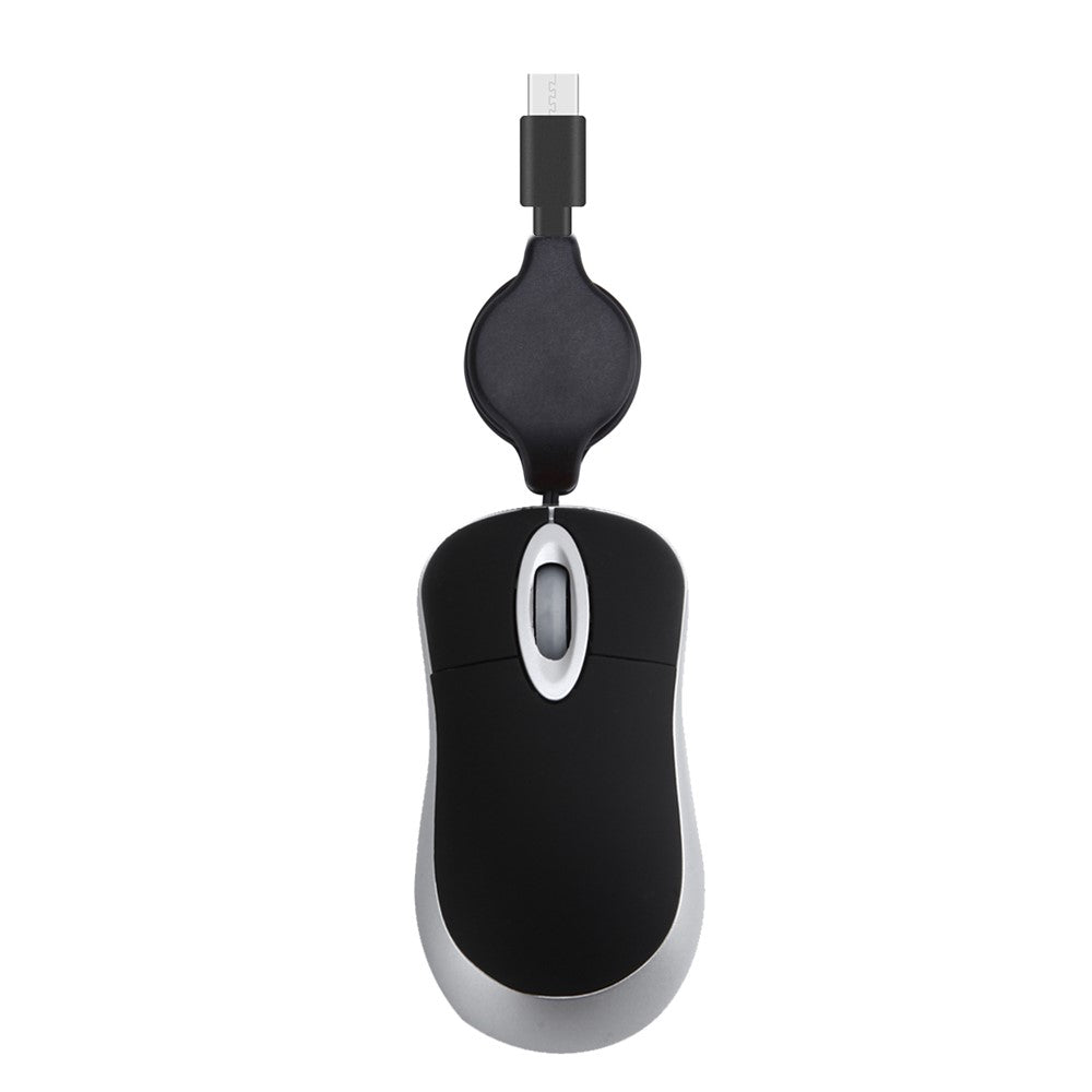 Portable Retractable USB-C Cable Mini Mouse Children Compact Wired Optical Mouse