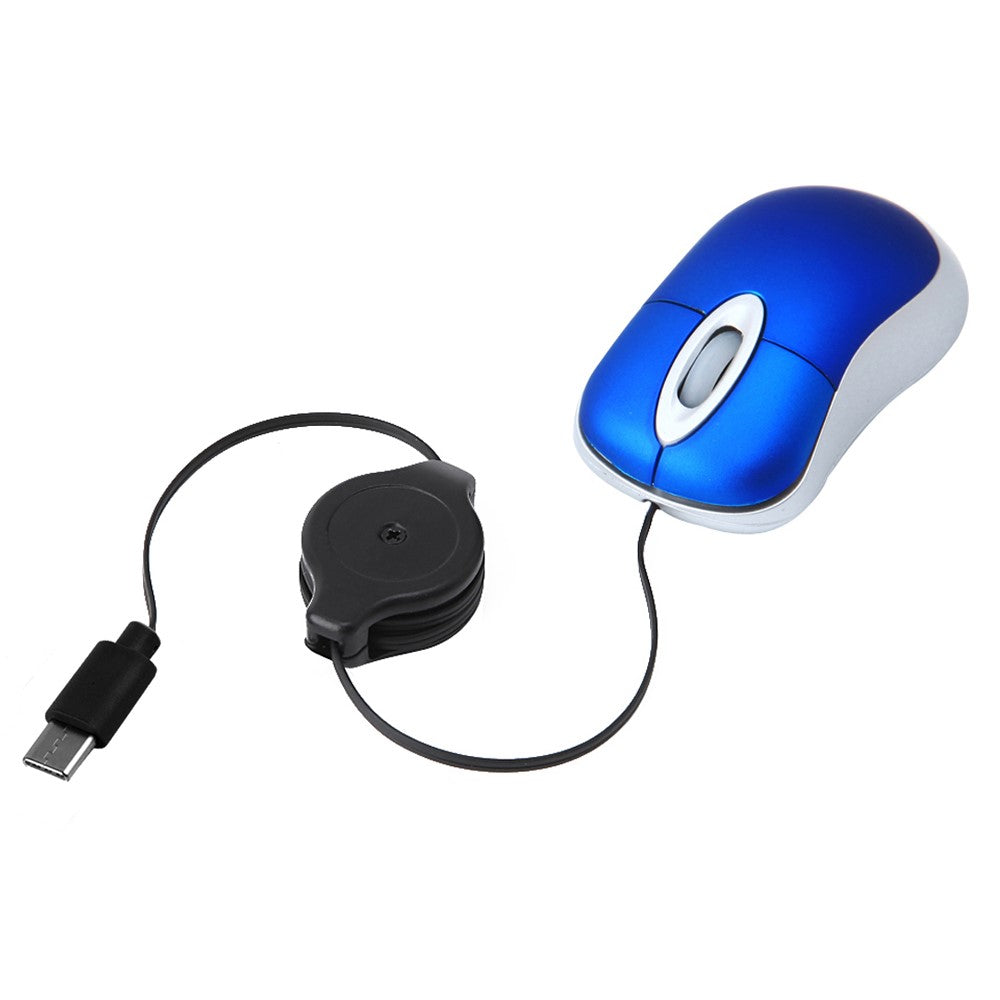 Portable Retractable USB-C Cable Mini Mouse Children Compact Wired Optical Mouse