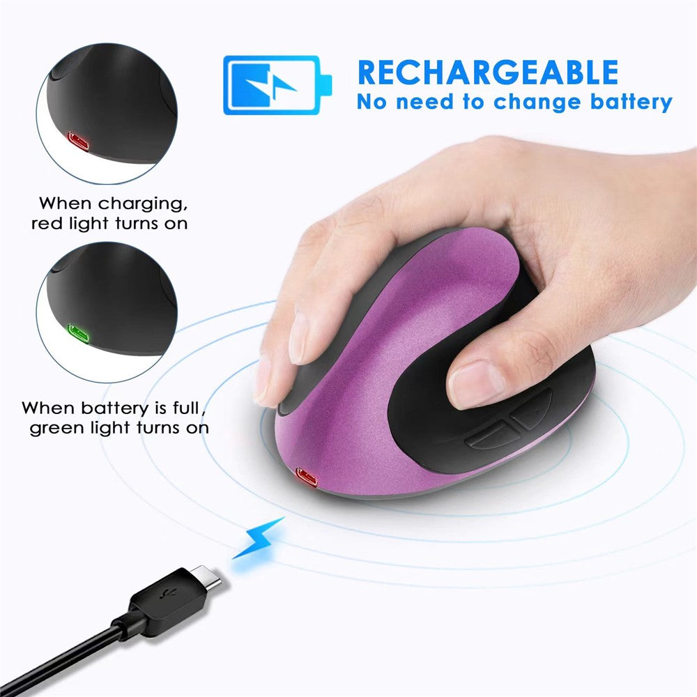 Rechargeable Ergonomic Vertical Mouse 2.4G / Bluetooth-Compatible Silent Wireless Mouse for Right Hand