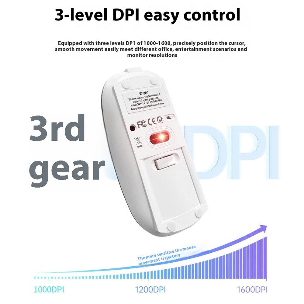 WIWU Magic WM101-C 2.4G + Bluetooth-compatible Dual Mode Wireless Mouse 1000 / 1200 / 1600 DPI Ergonomic Mice