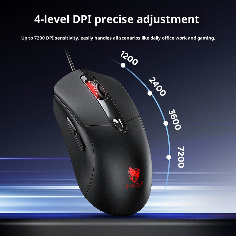 T-WOLF G550 Wired Gaming Mouse 4 DPI Settings 6D Buttons Mice with RGB Light for PC, Computer