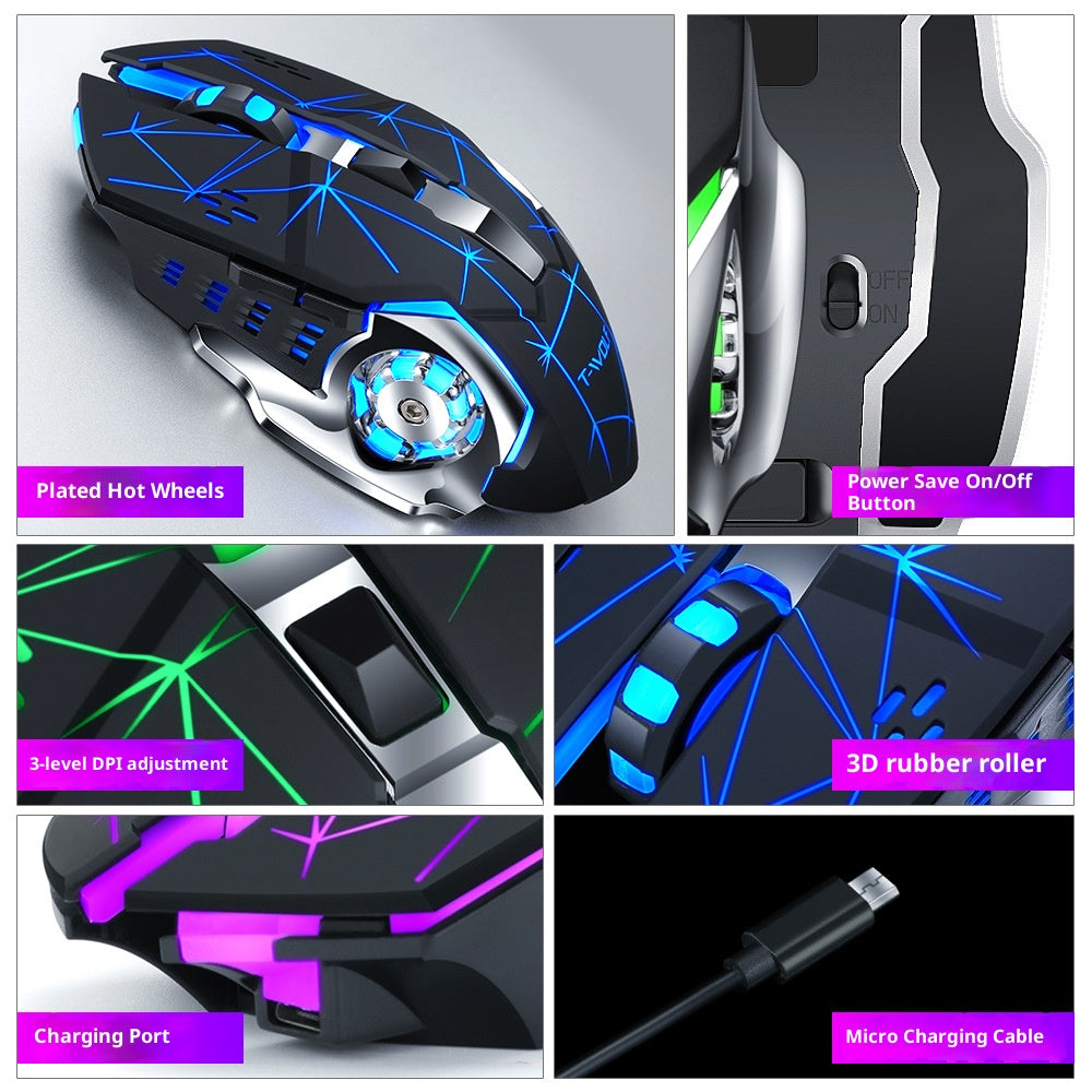 T-WOLF Q13B Wireless Mouse 3 DPI Adjustable Dual Mode Rechargeable 600mAh Battery for Computer / Laptop