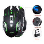T-WOLF Q13B Wireless Mouse 3 DPI Adjustable Dual Mode Rechargeable 600mAh Battery for Computer / Laptop